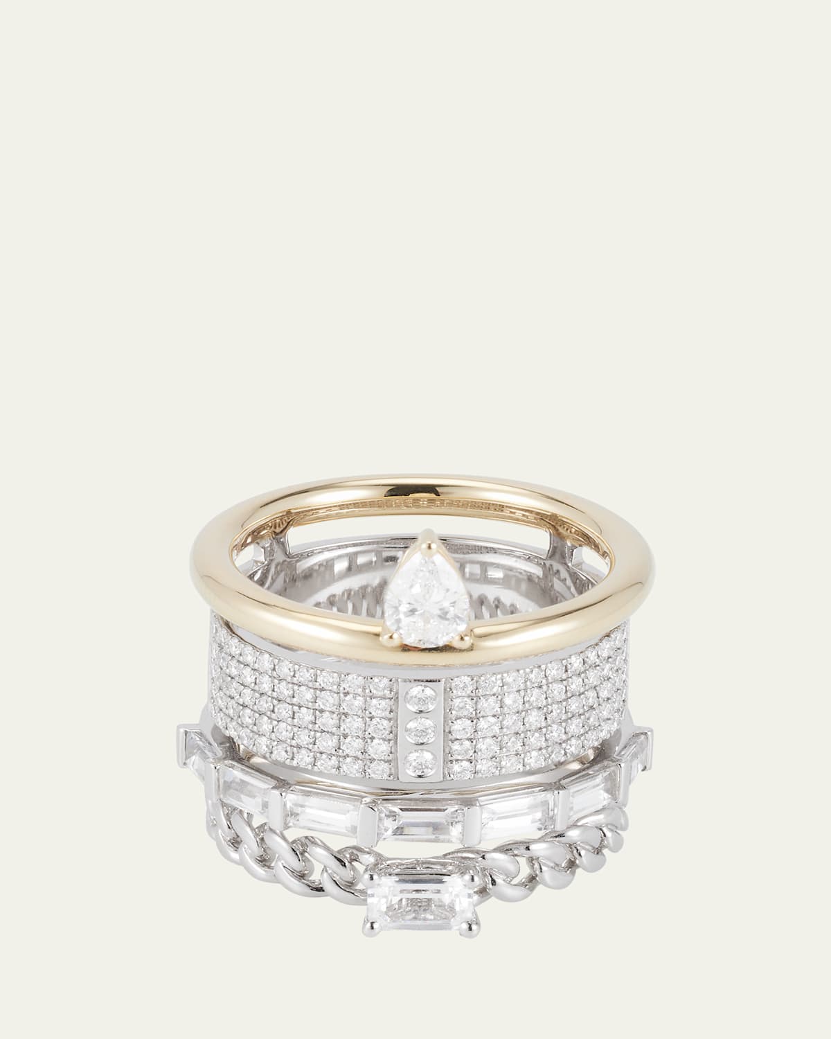 Mix Metals Typestack Pave Diamond Ring