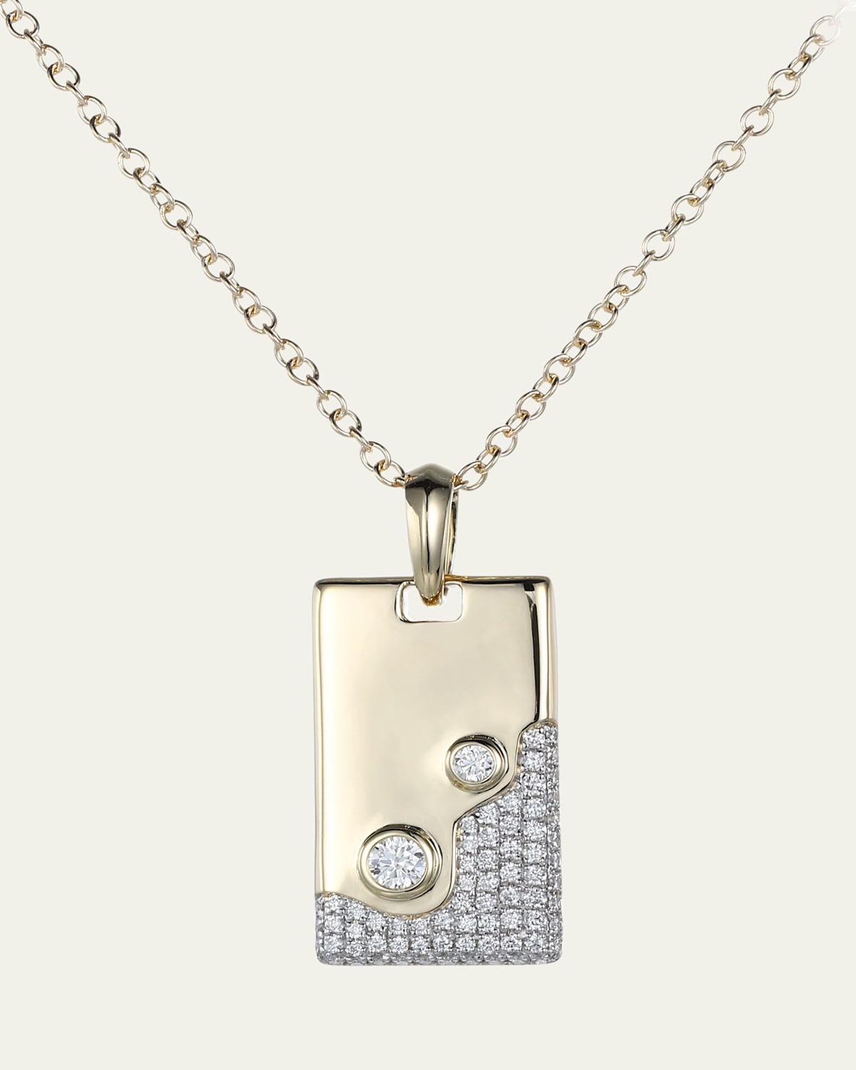 14K Yellow Gold Lava Tag Diamond Necklace