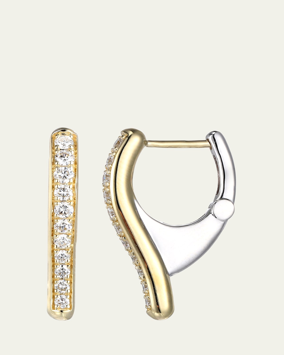 14K Two-Tone Gold Small Tube Drip Diamond Earrings