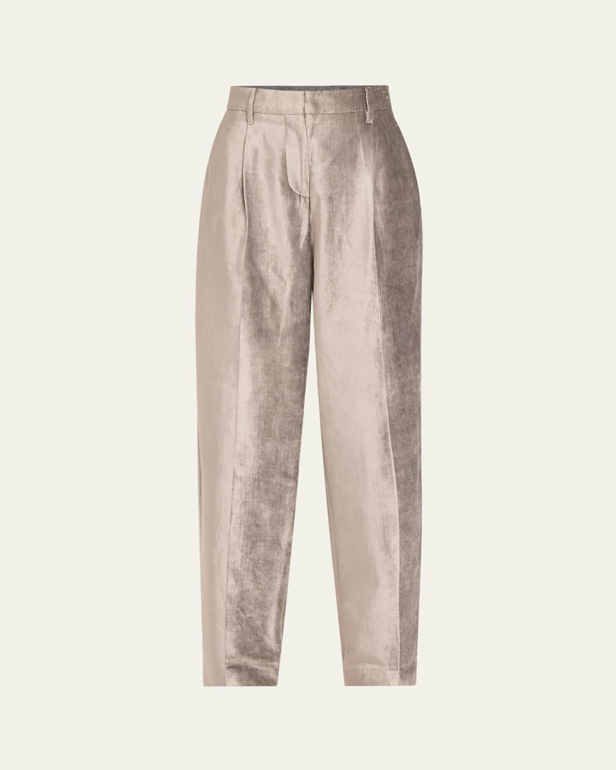 Brunello Cucinelli Sleek Velvet Loose Straight Pants In Steel