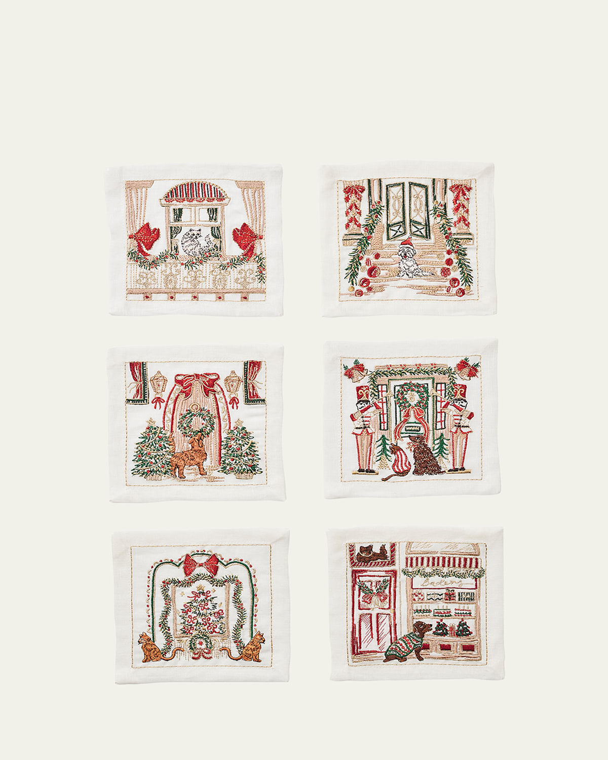 Holiday Paws Cocktail Napkins, Set of 6
