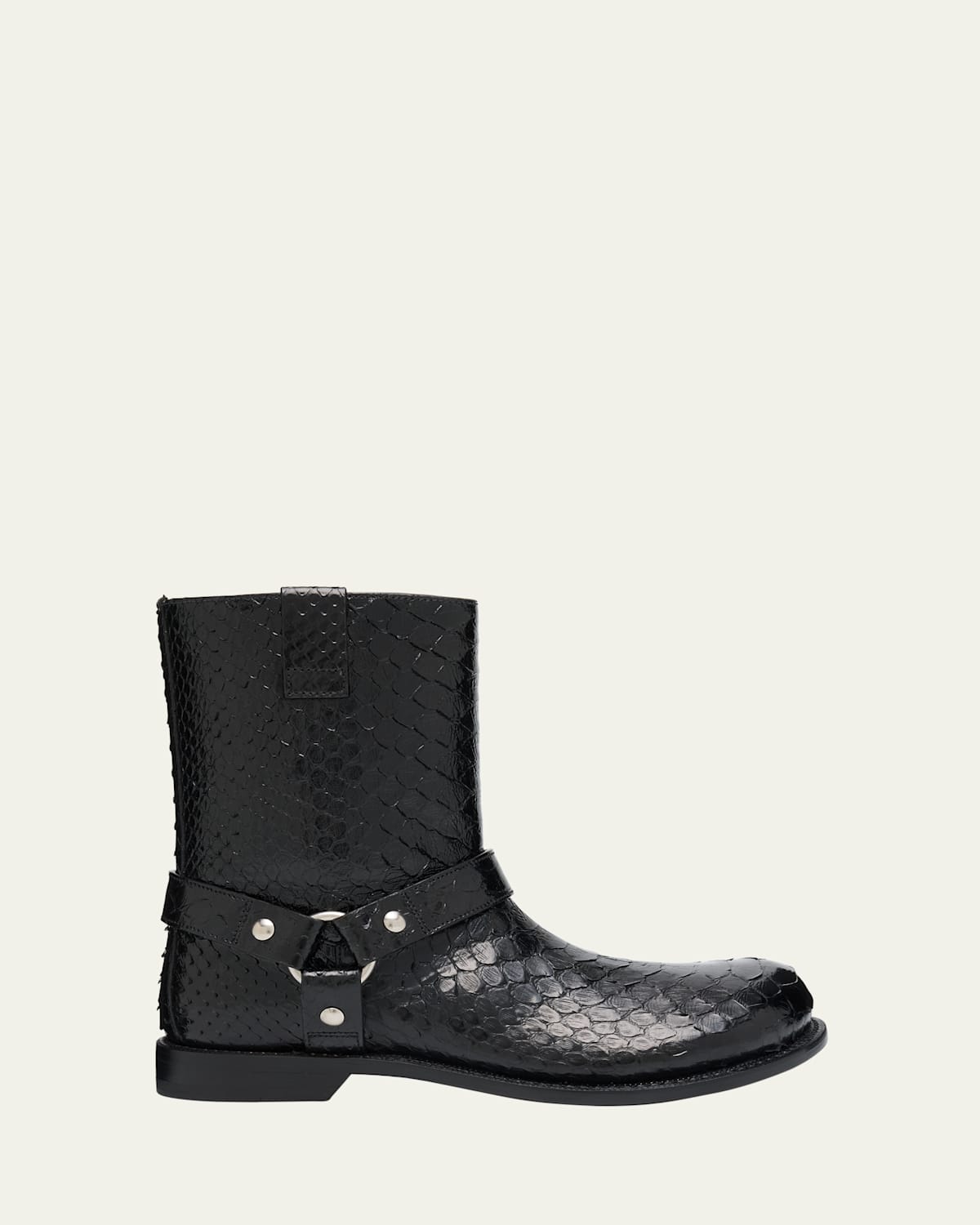Loewe Campo Python Harness Biker Booties In Black
