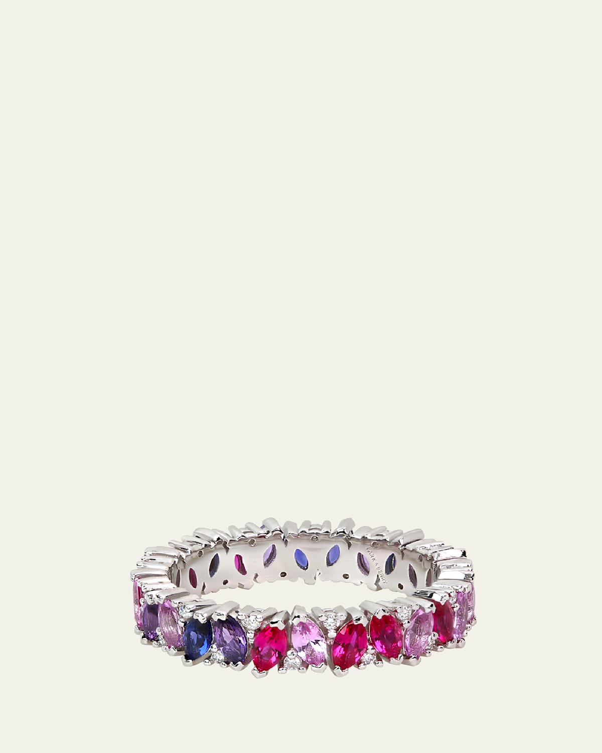 Rainbow Veto Scarlet Ring with Lab Grown Sapphires, Rubies and Cultured Diamonds