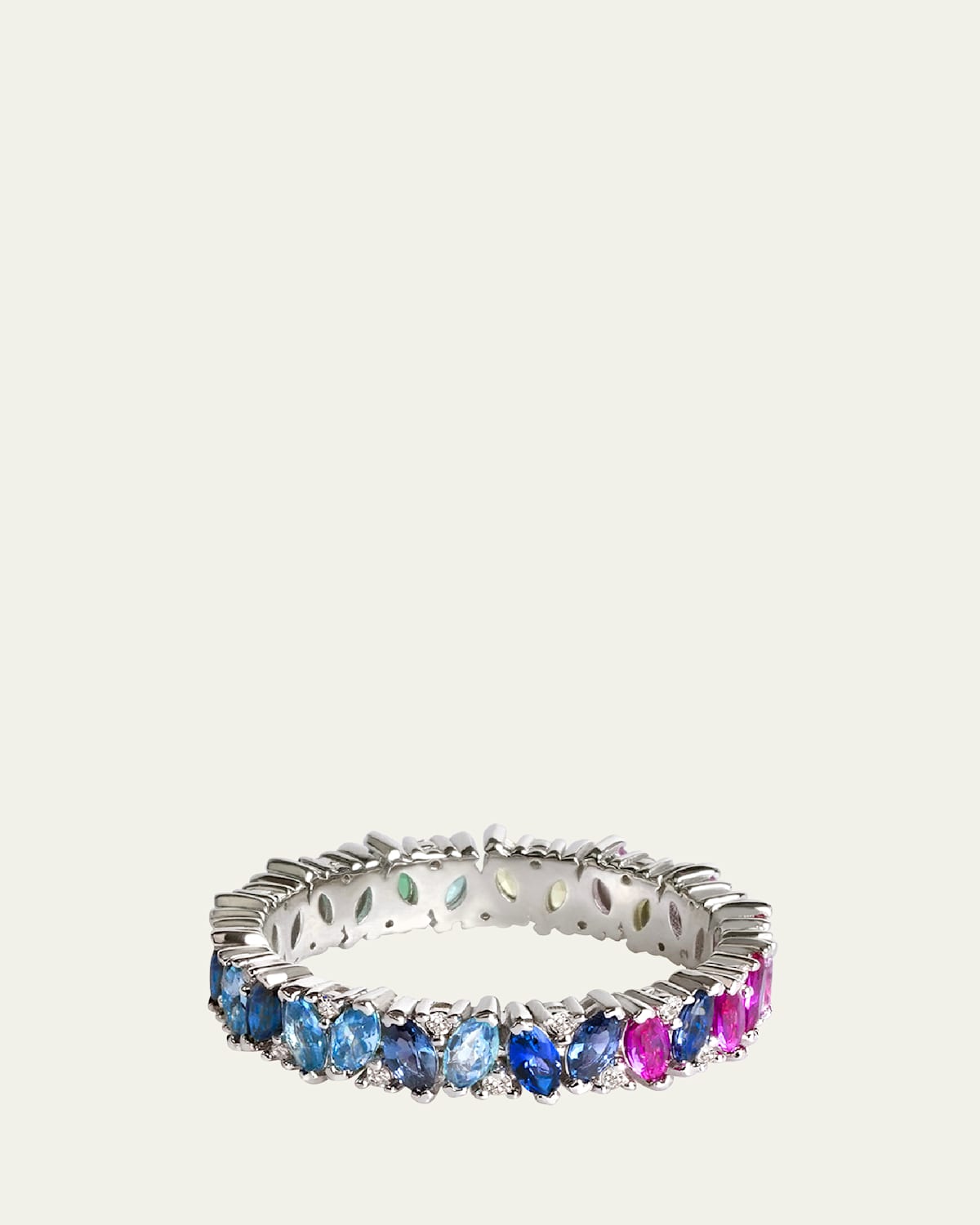 Rainbow Veto Scarlet Ring with Lab Grown Sapphires, Emeralds, Rubies and Cultured Diamonds