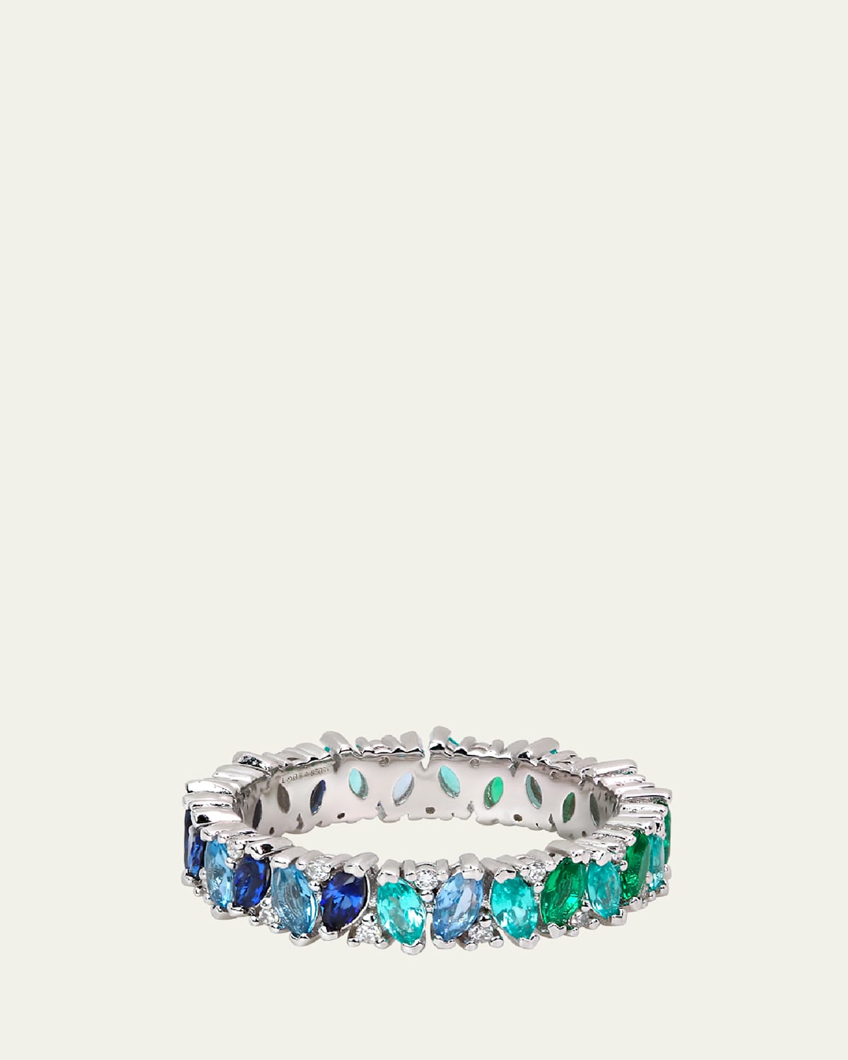 Rainbow Veto Scarlet Ring with Lab Grown Sapphires, Emeralds and Cultured Diamonds