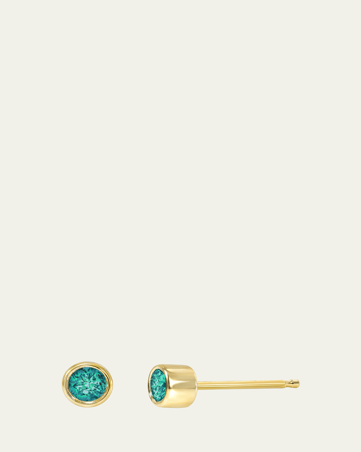 14K Bezel Birthstone Stud Earrings, Alexandrite