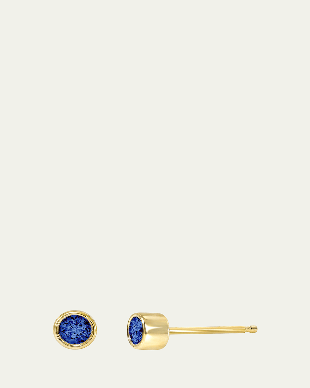 14K Bezel Birthstone Stud Earrings, Sapphire