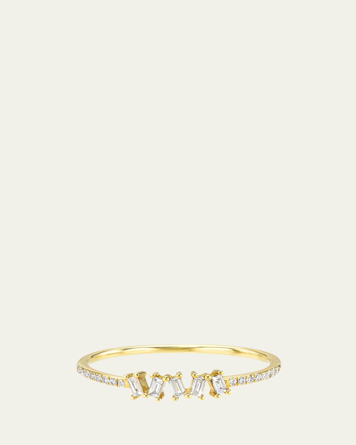 14K Diamond Baguette Cluster Ring, Size 7
