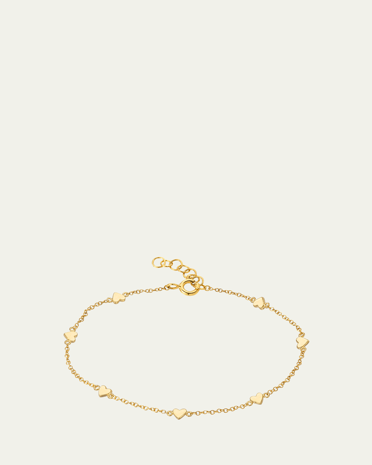 14K Gold Hearts Charm Bracelet