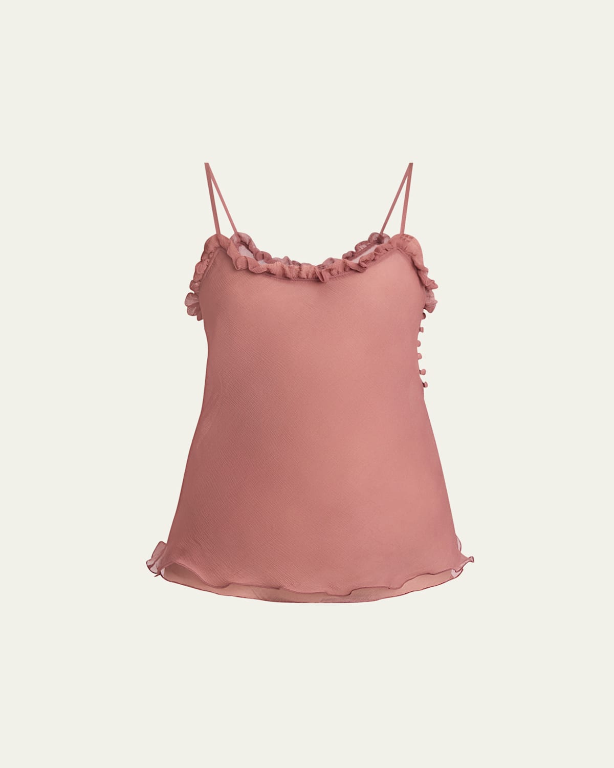 Lingerie Tulle Ruffle-Trim Silk Camisole