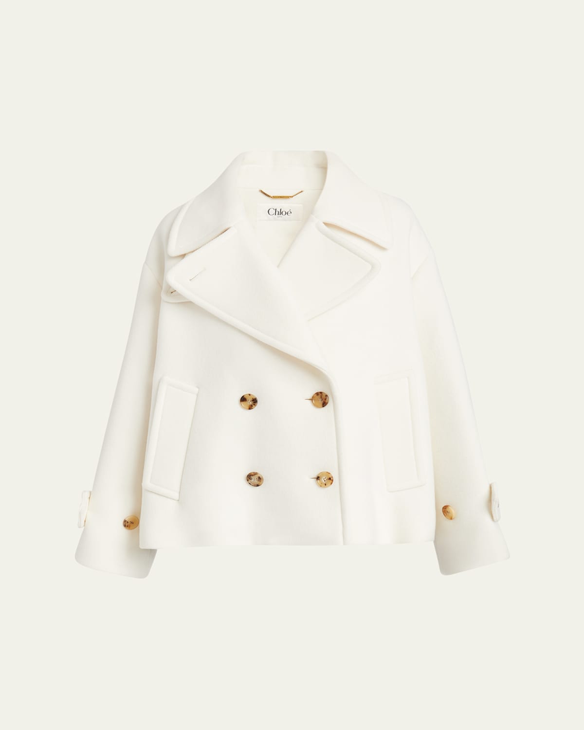 Chloé Double-breasted Soft Wool Pea Coat In Eden White