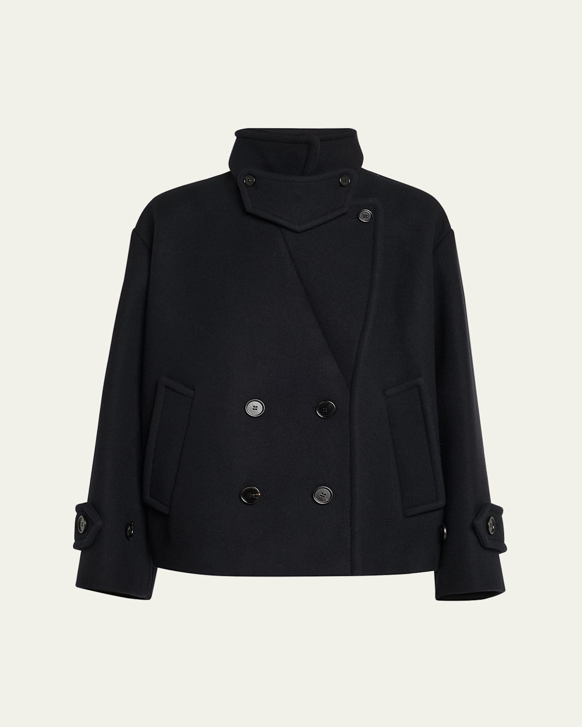Chloé Double-breasted Soft Wool Pea Coat In Iconic Navy