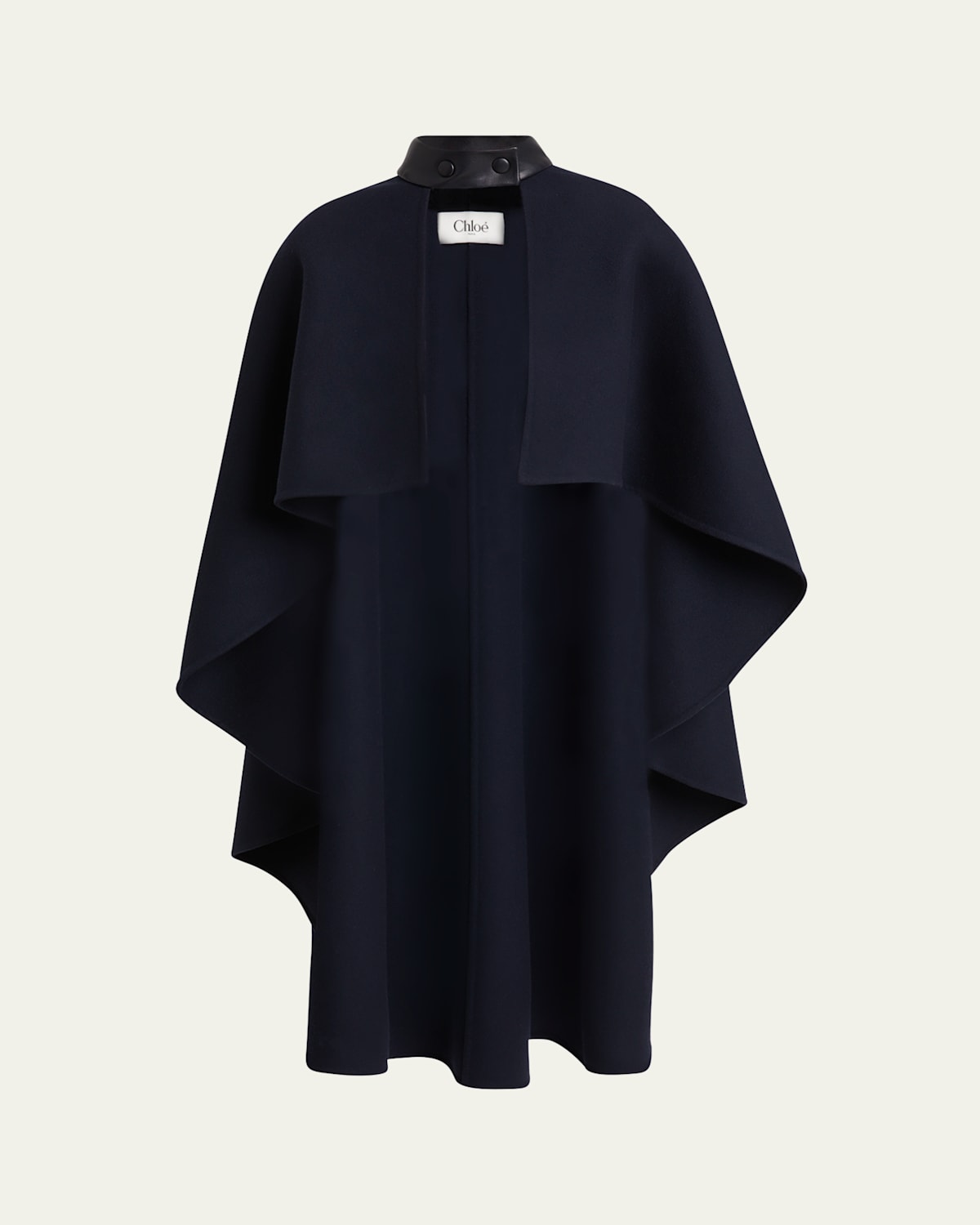 Leather Strap Double Face Wool Cape