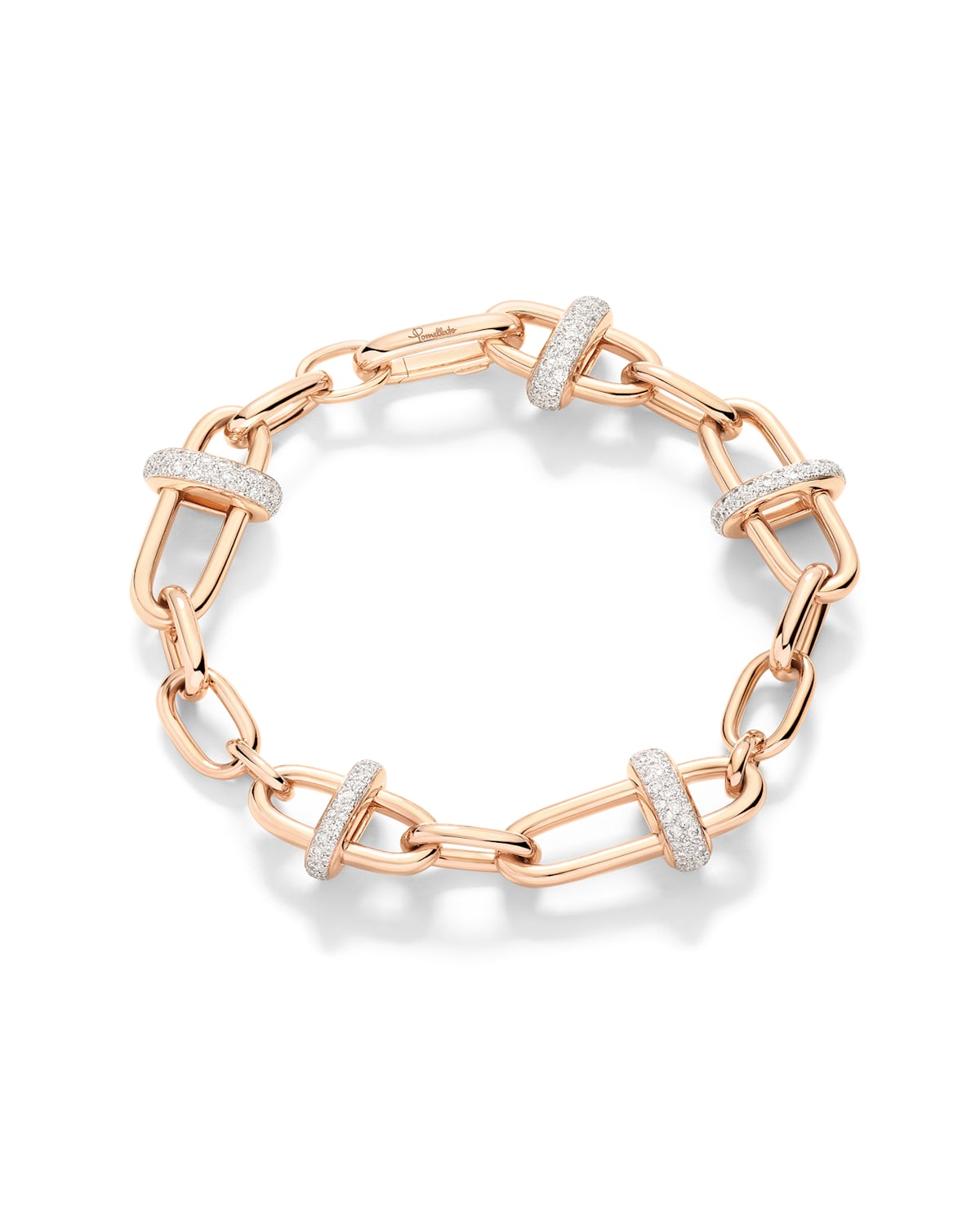 Iconica 18K Rose Gold Diamond Cross Bar Link Bracelet