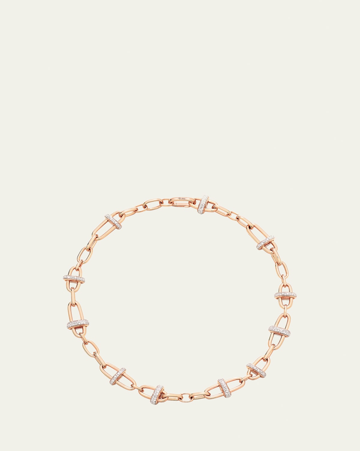 Iconica 18K Rose Gold Diamond Cross Bar Link Necklace
