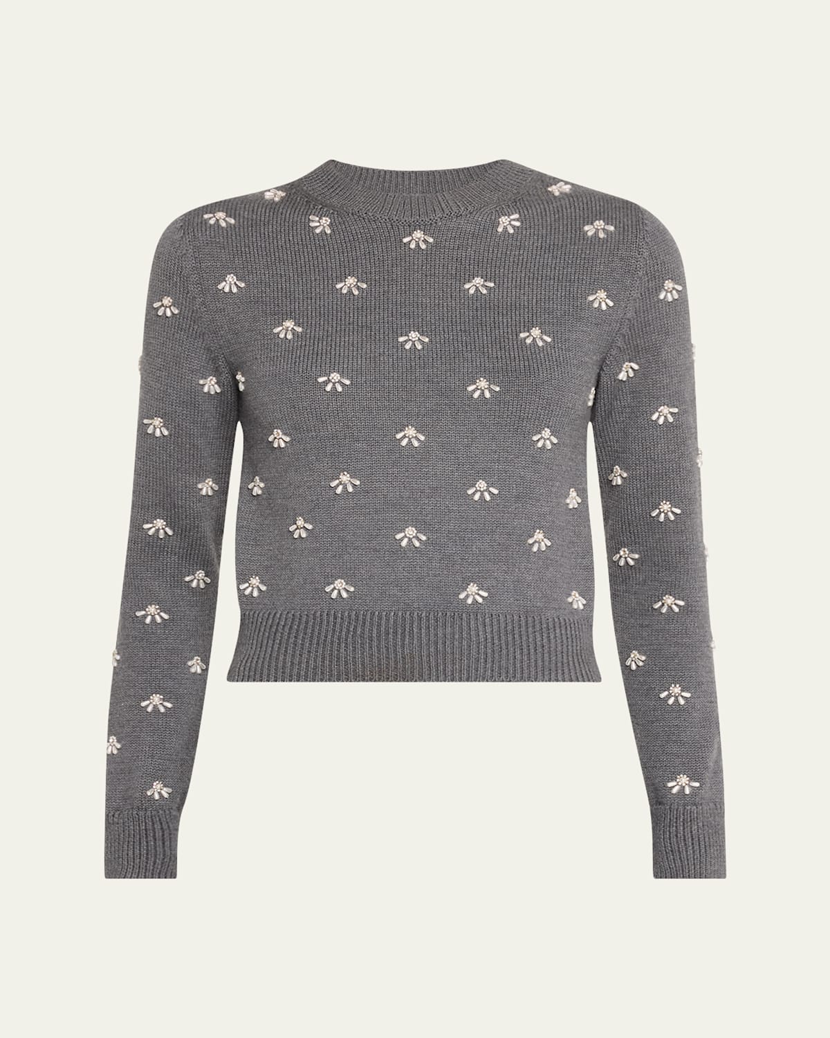 Pearl Cabochon Wool Pullover