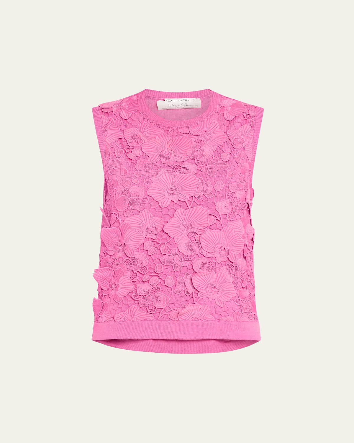 Shop Oscar De La Renta Orchid Guipure Inset Tank In Rosehip