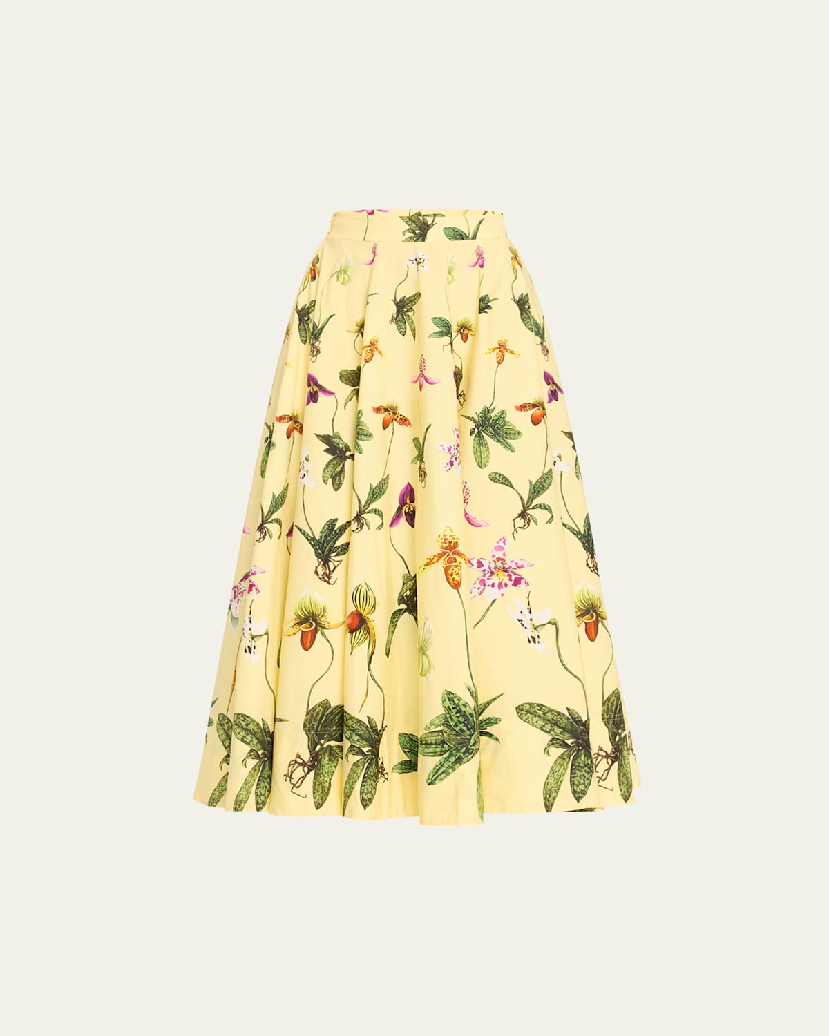 Orchid Poplin Fit-Flare Midi Skirt