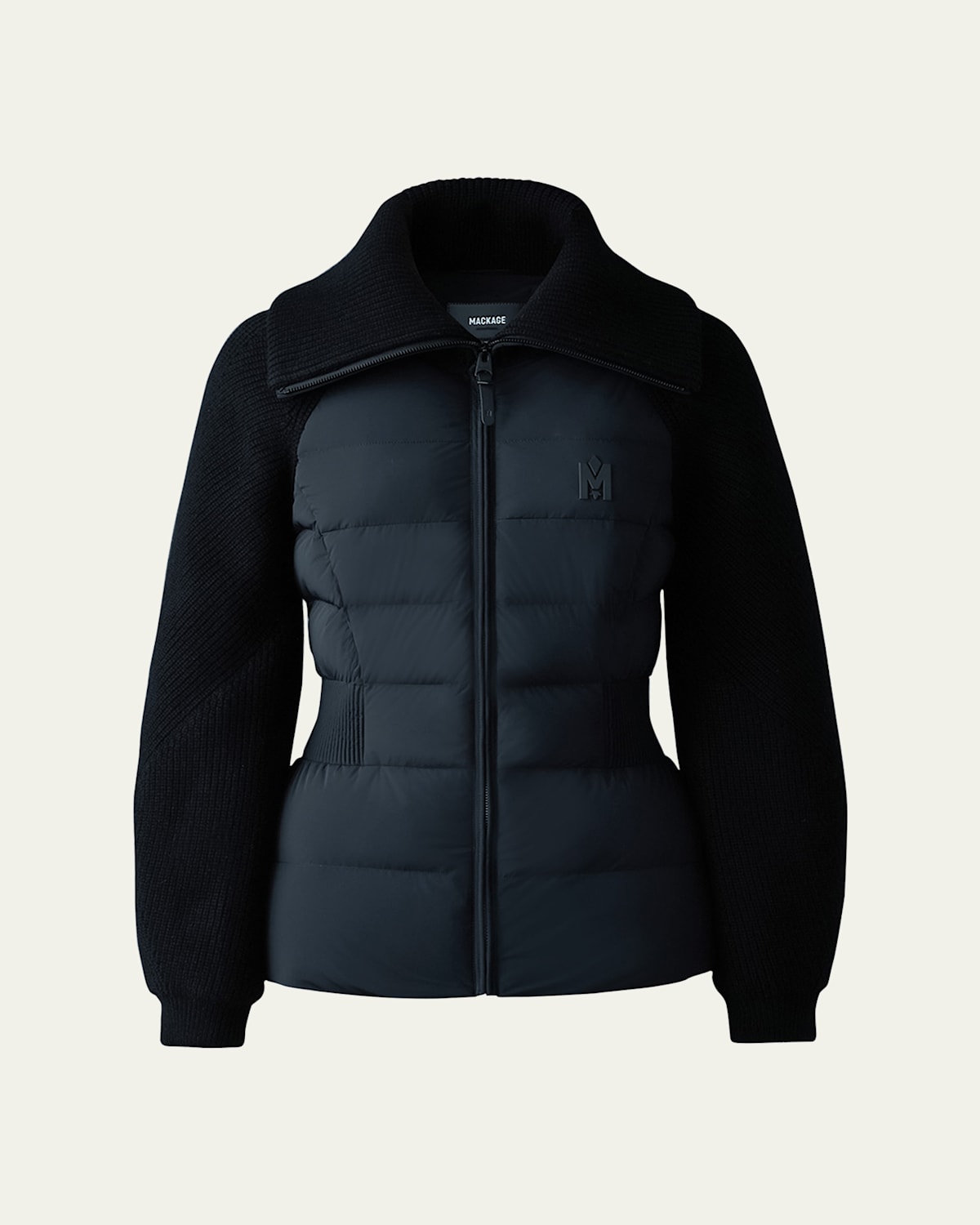 Mackage Foxy Light Down Mixed-media Jacket In Black