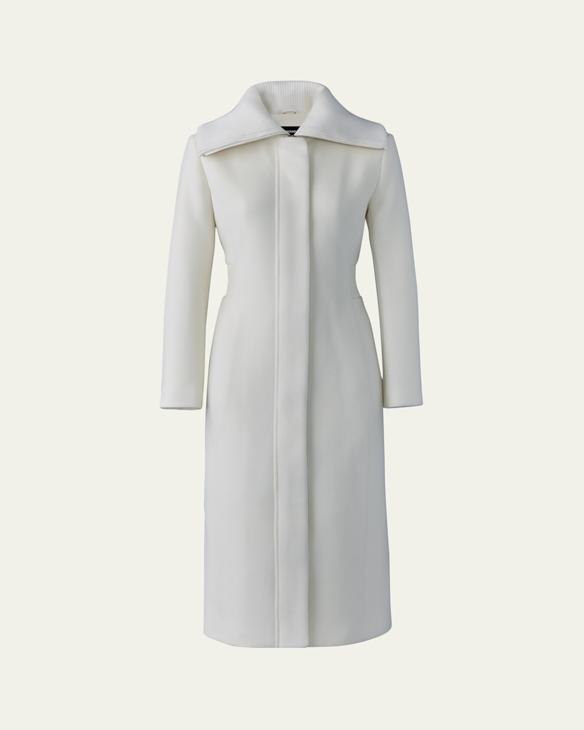 Mackage Clarice Leather Trim Wool Coat In Cream