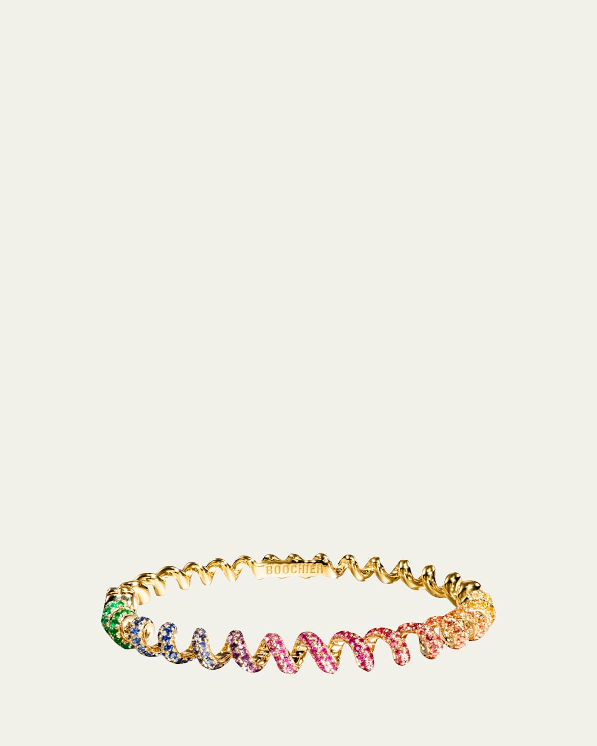 Boochier 18K Yellow Gold Sapphire Rainbow Slinkee Bangle