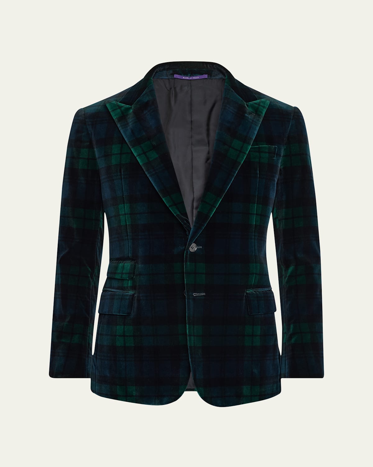 Men's Kent Hand-Tailored Plaid Velvet Jacket