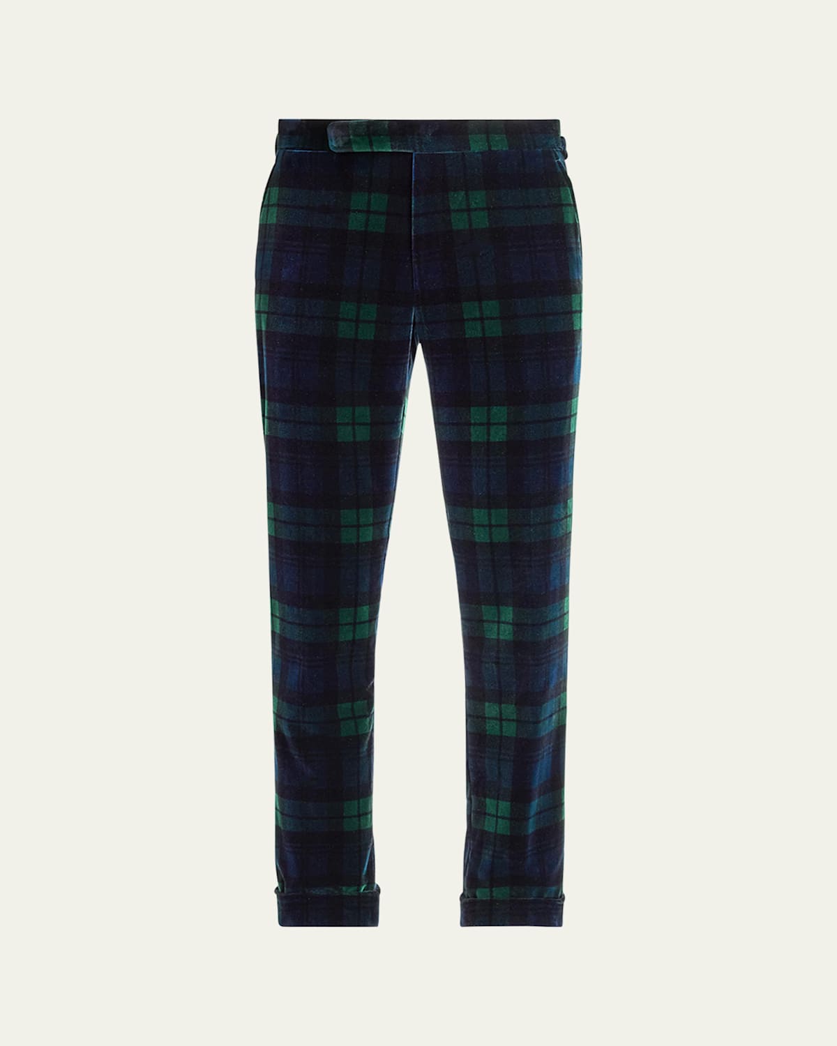 Men's Gregory Hand-Tailored Plaid Velvet Trousers