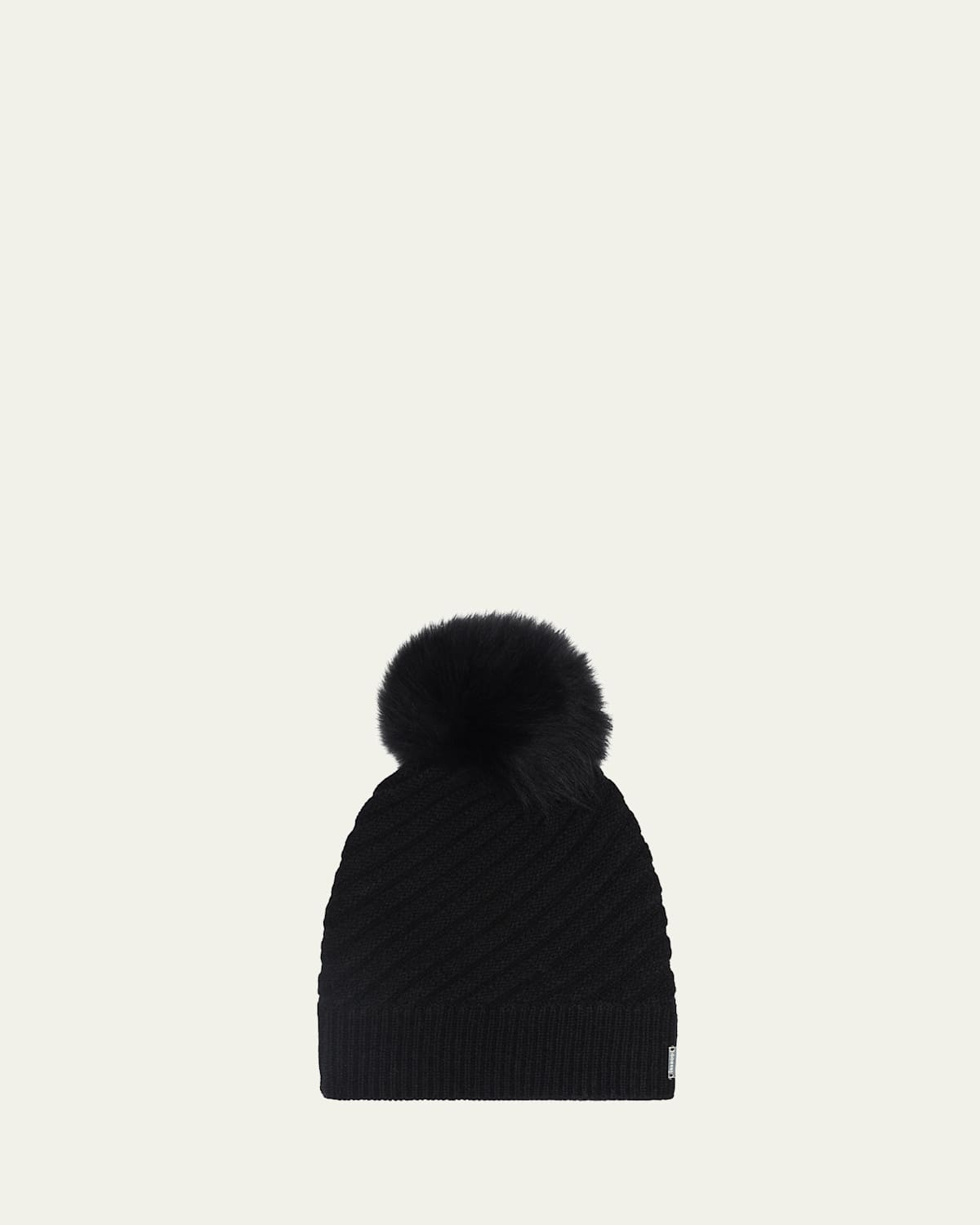 Select Cashmere Beanie with Lamb Shearling Pom