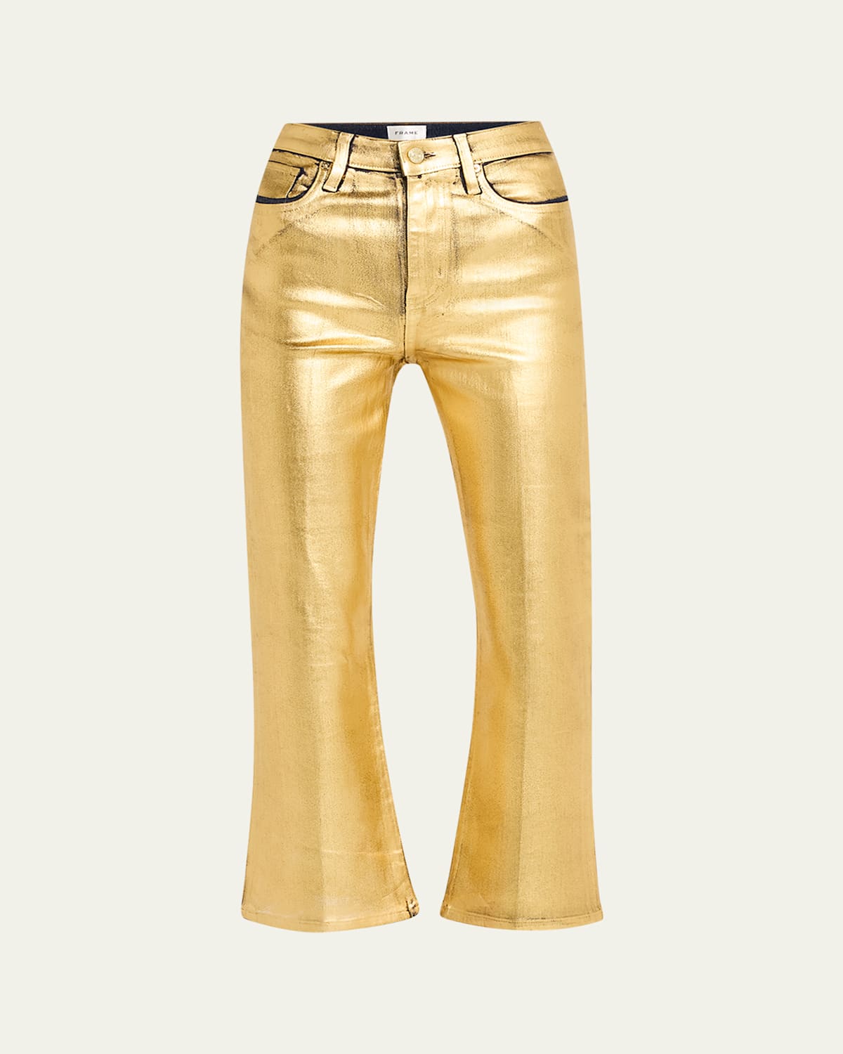 Frame Le High Crop Straight Leg Jeans In Gold Chrome
