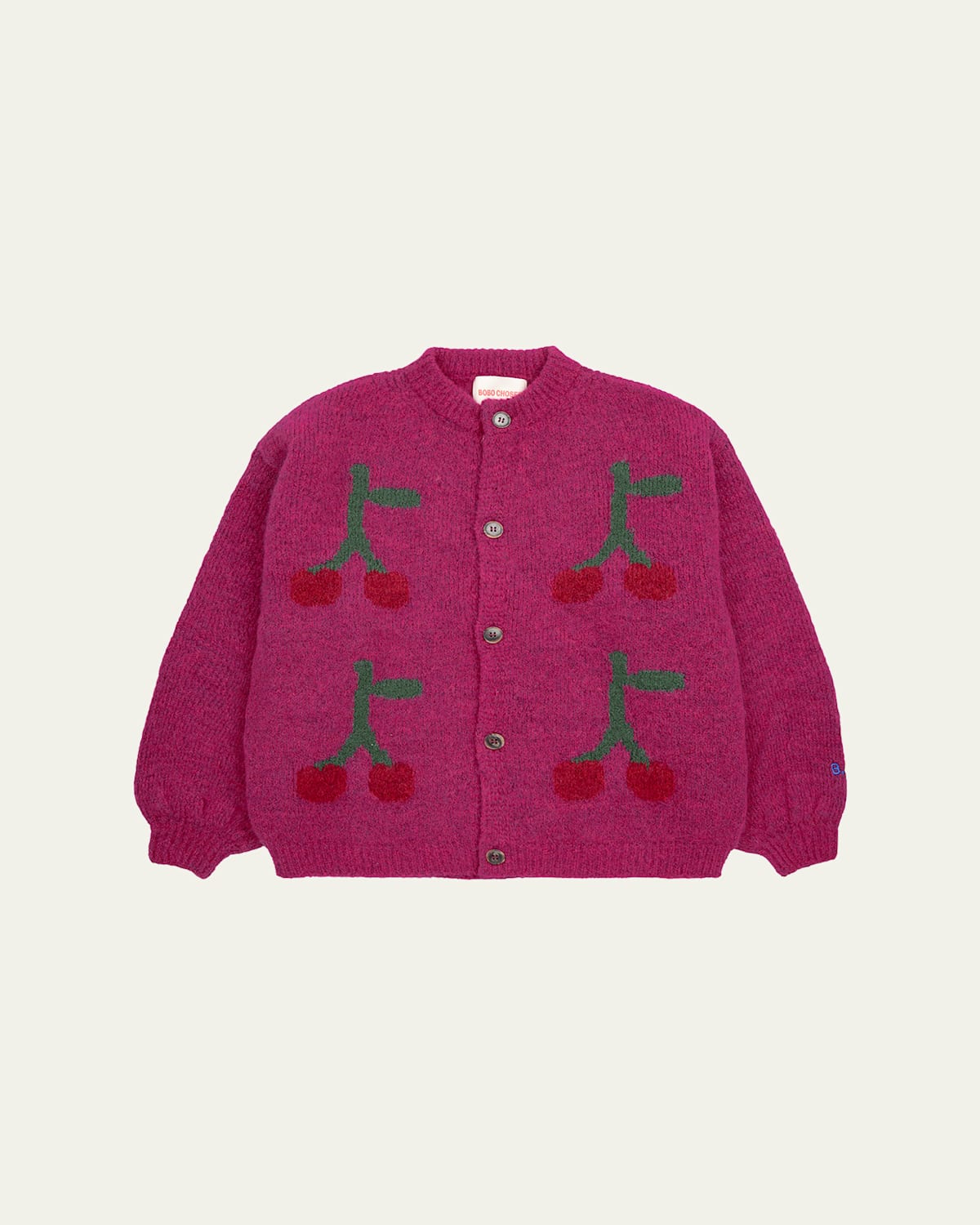 Girl's Cherry Intarsia Cardigan, Size 2-13