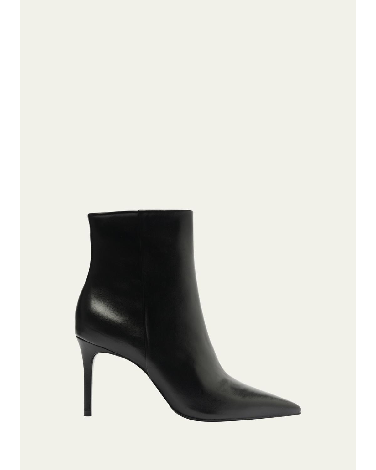 Mikki Leather Stiletto Zip Booties
