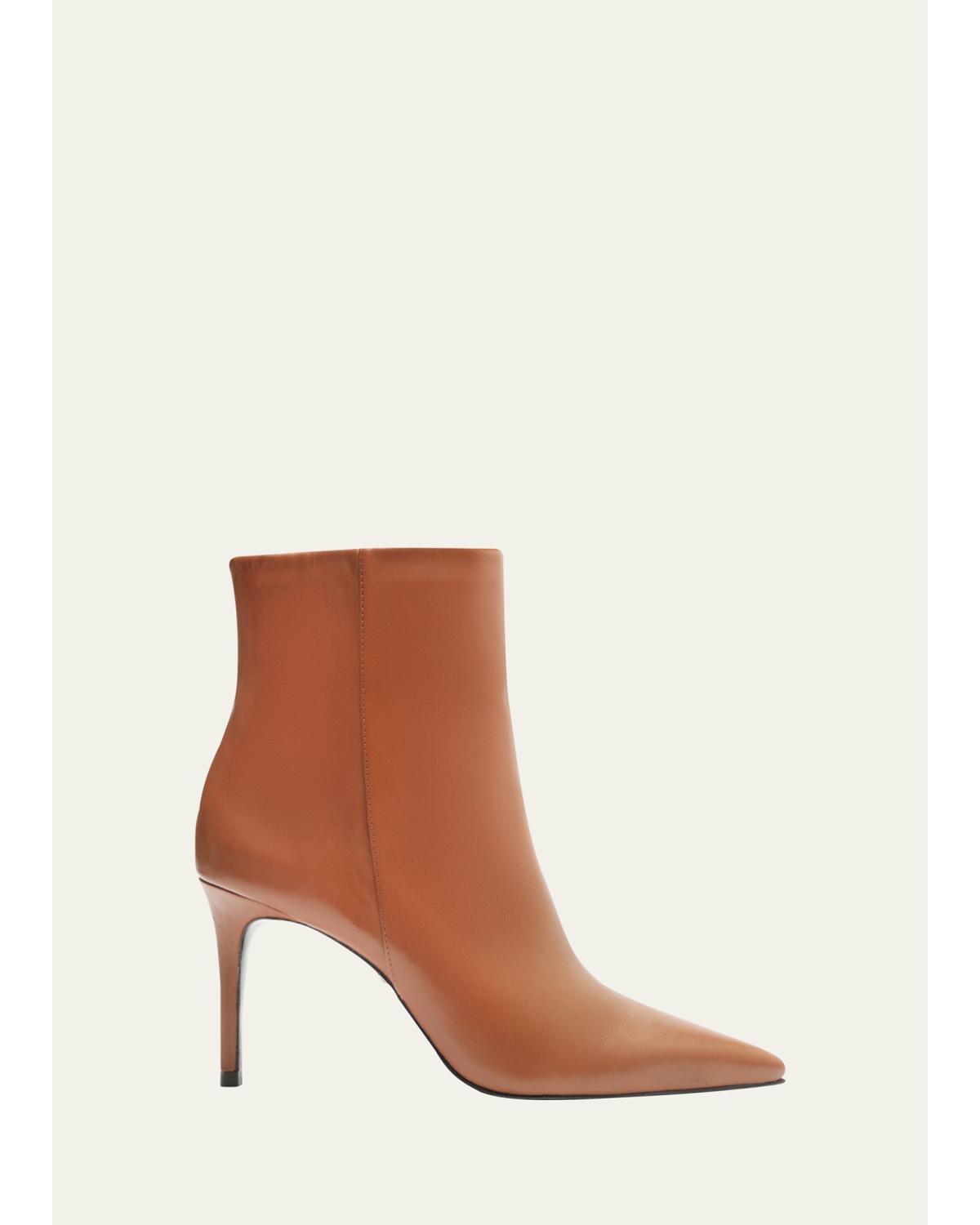Mikki Leather Stiletto Zip Booties