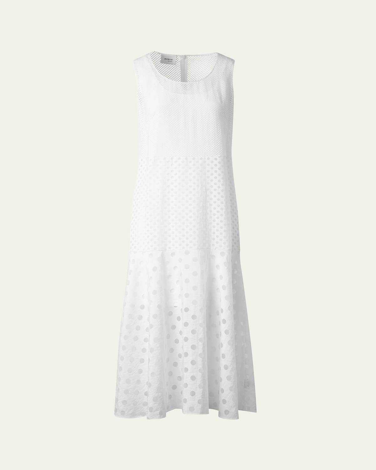 Polka Dot Organzino Sleeveless Midi Dress