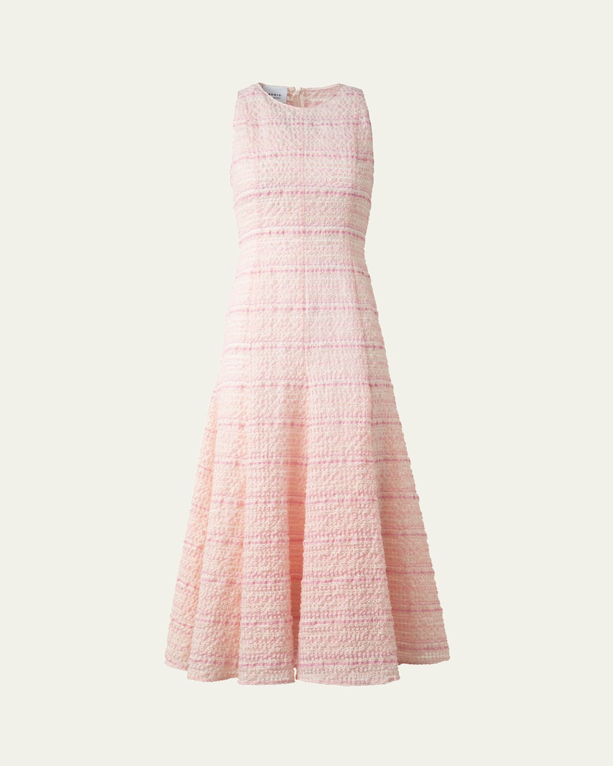 Sleeveless Tweed Organzino Midi Dress