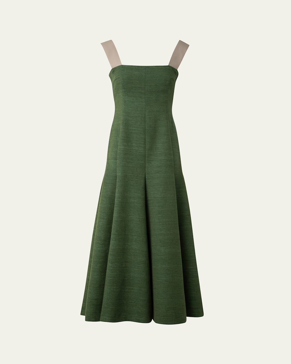 AKRIS PUNTO FIT-FLARE INDIAN SILK MIDI DRESS 