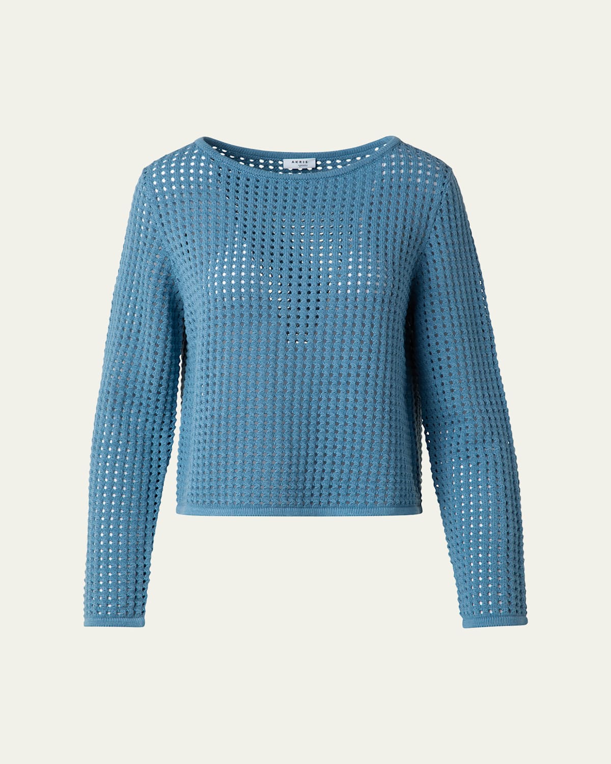 Chunky Cotton Mesh Boatneck Sweater