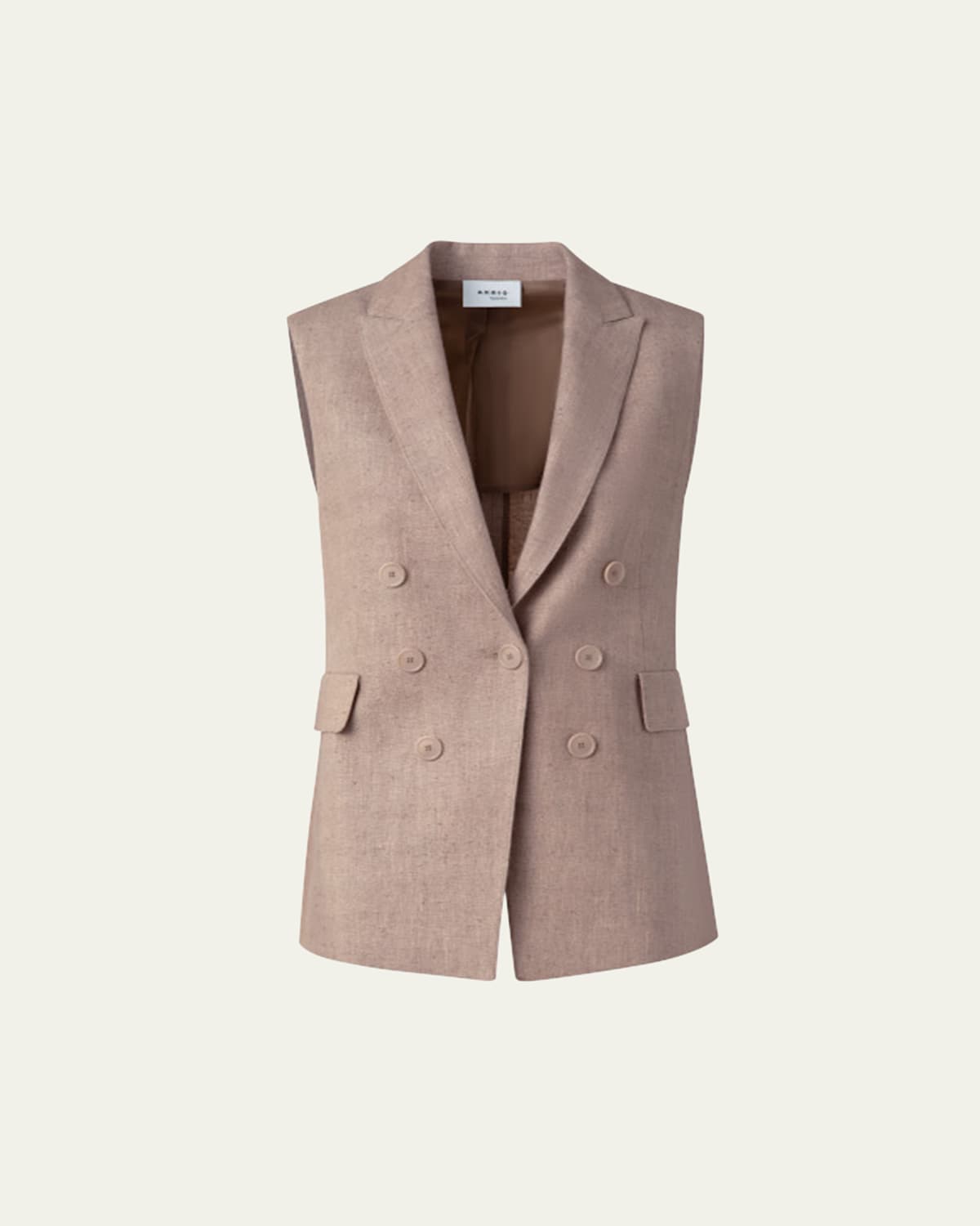 One-Button Washed Raw Linen Vest