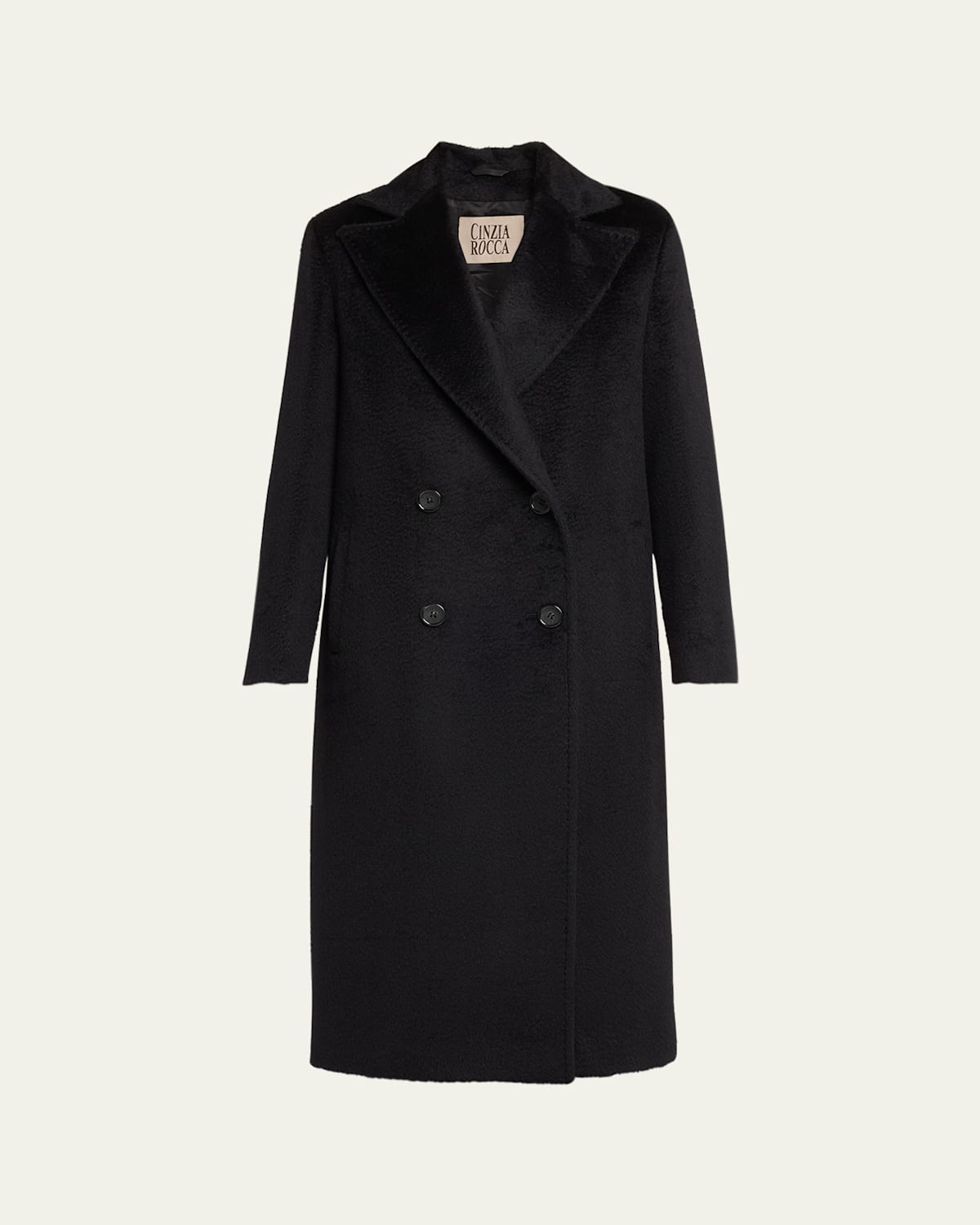 Double-Breasted Alpaca Wool Coat