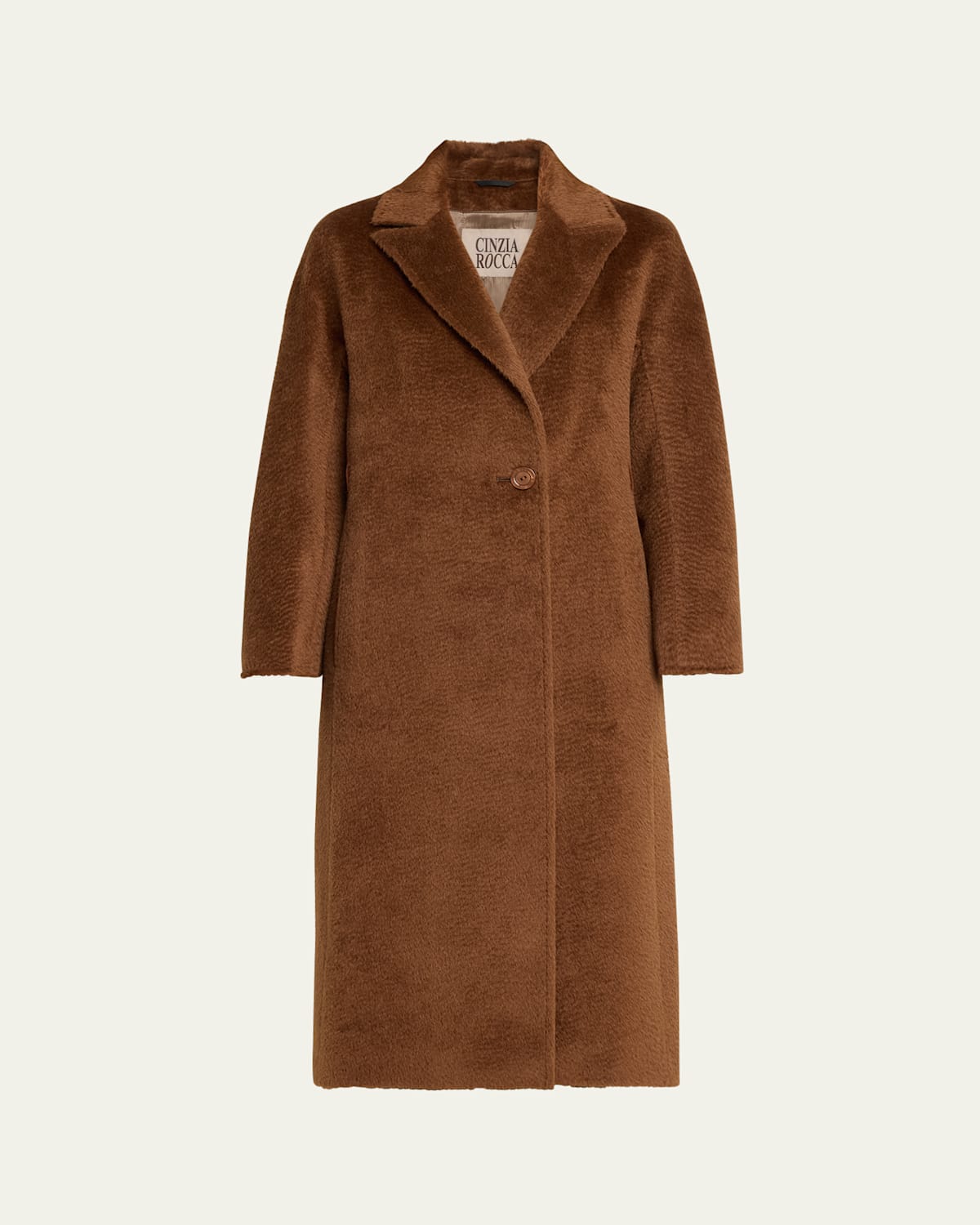 Single-Button Alpaca Wool Coat