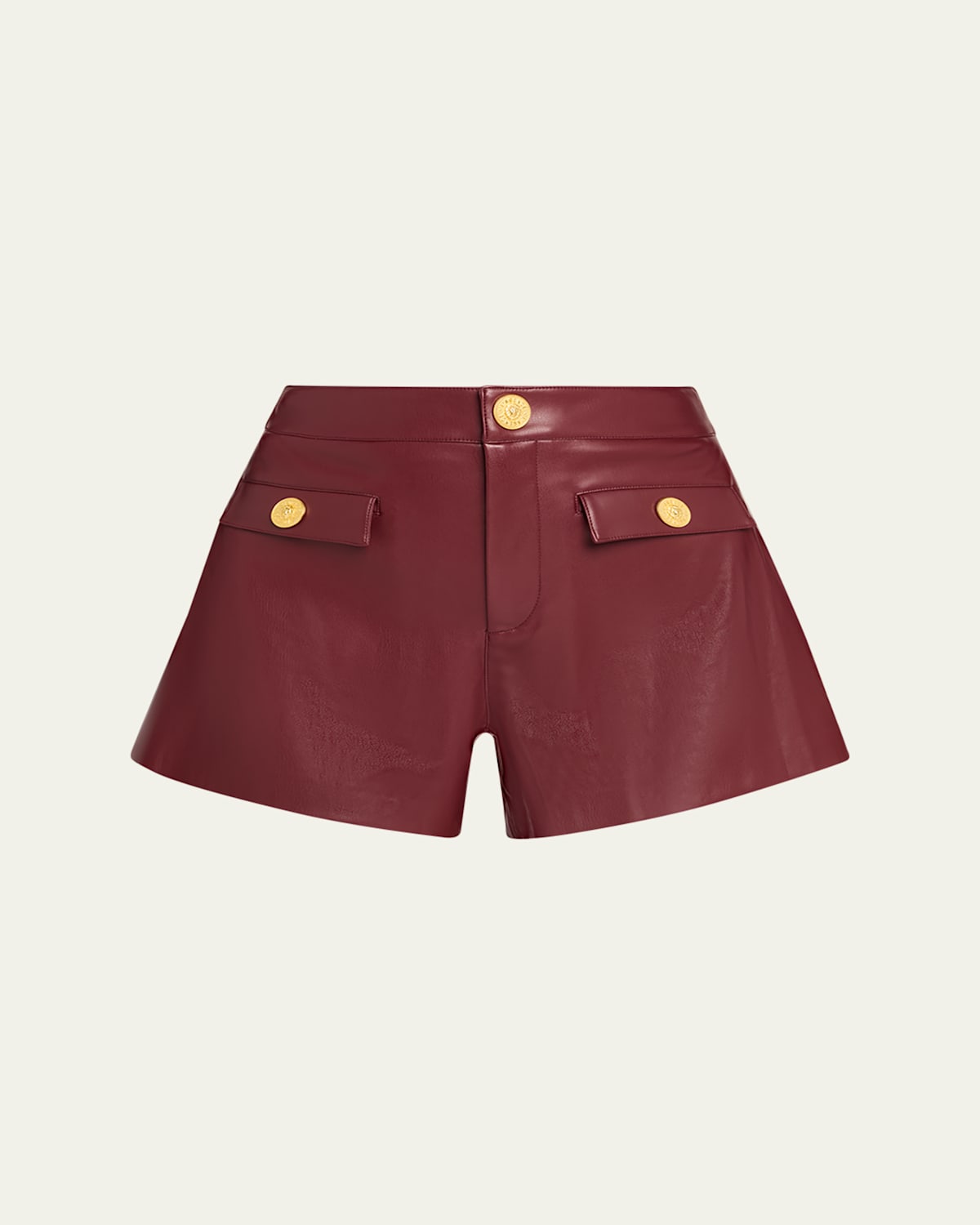 L Agence Dionne Faux Leather Shorts Black Cherry In Burgundy