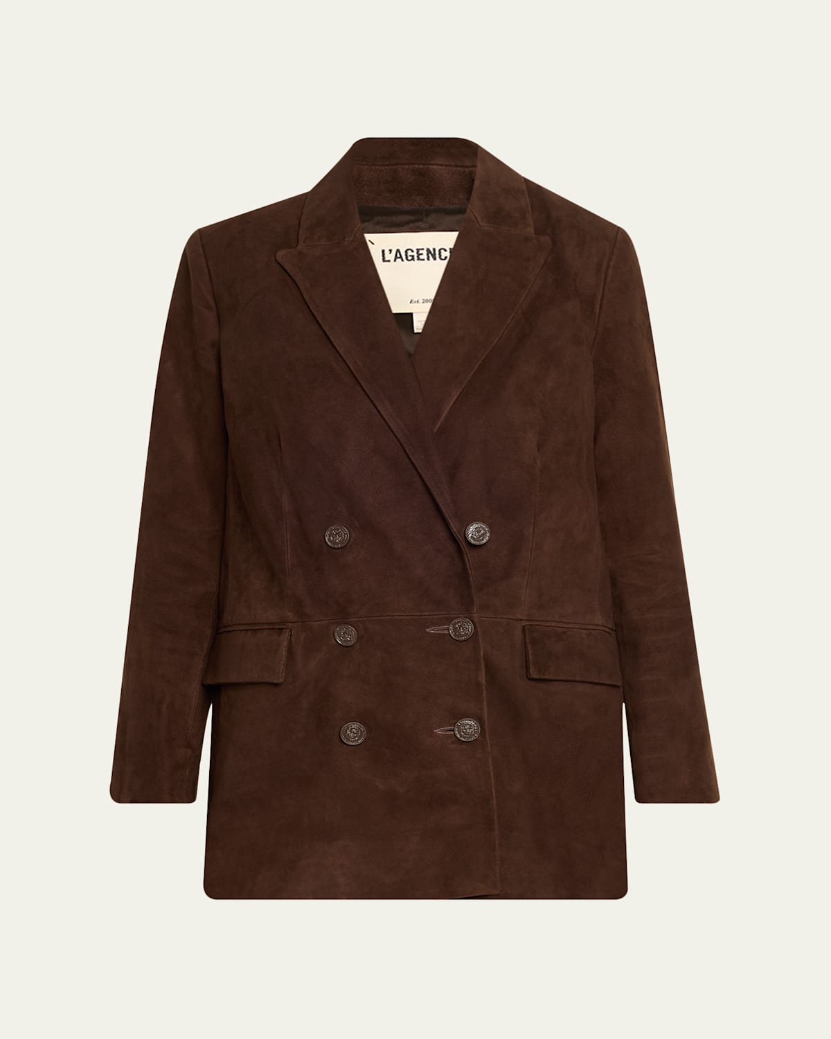 L'agence Aimee Relaxed Double-breasted Blazer In Brown