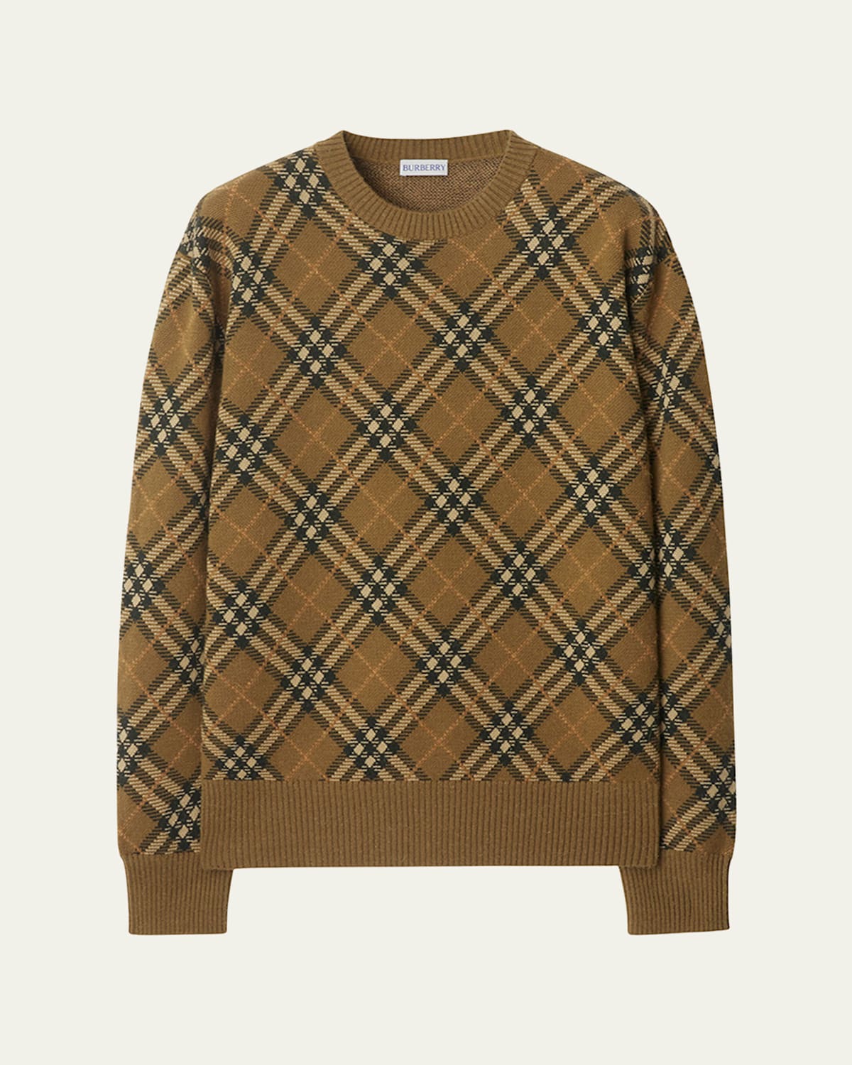 Burberry Brown Check Jumper In Wool And Mohair In Nest Ip Check