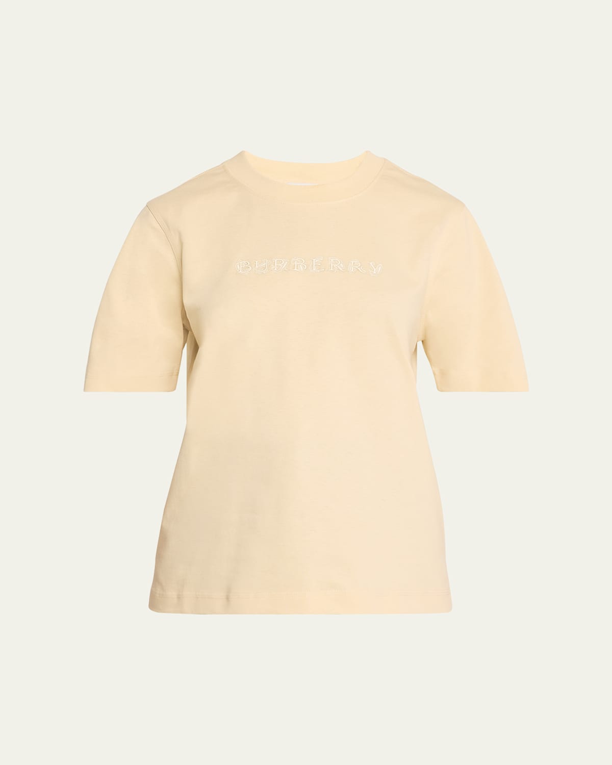 Burberry Intricate Logo Emboridered Femimine Fit T-shirt In Candle
