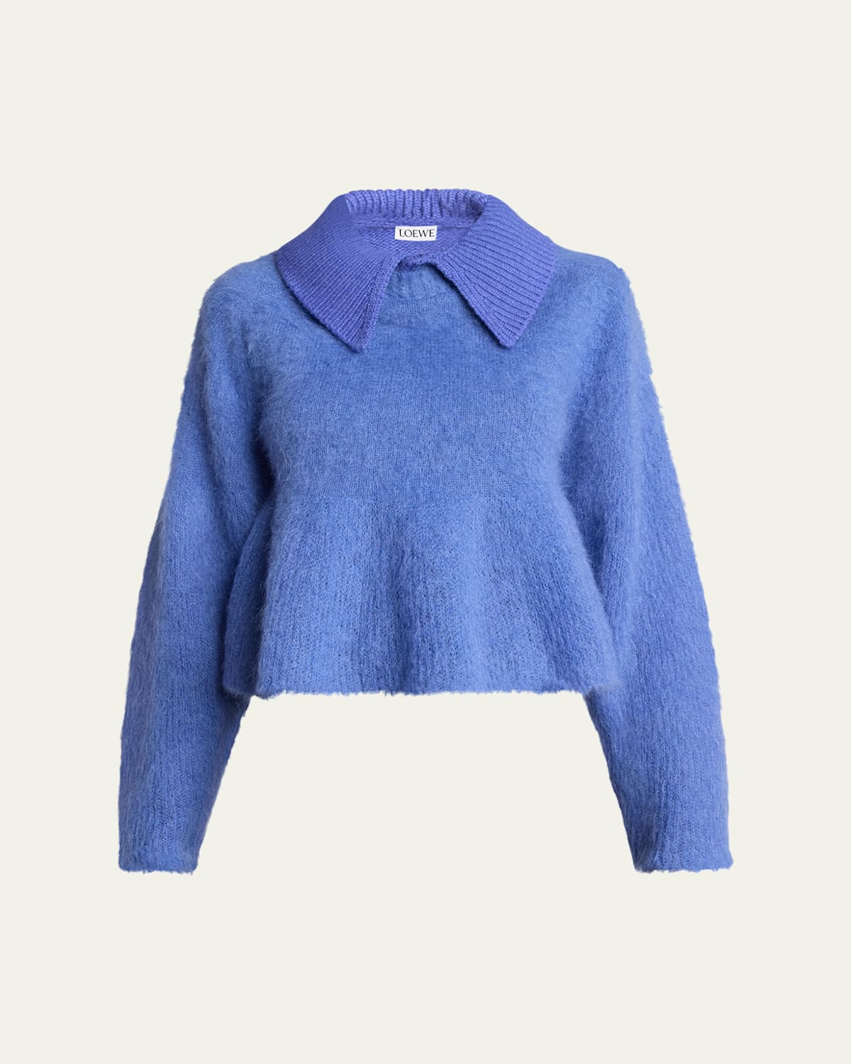 Loewe Mohair And Wool Polo Sweater In Blue