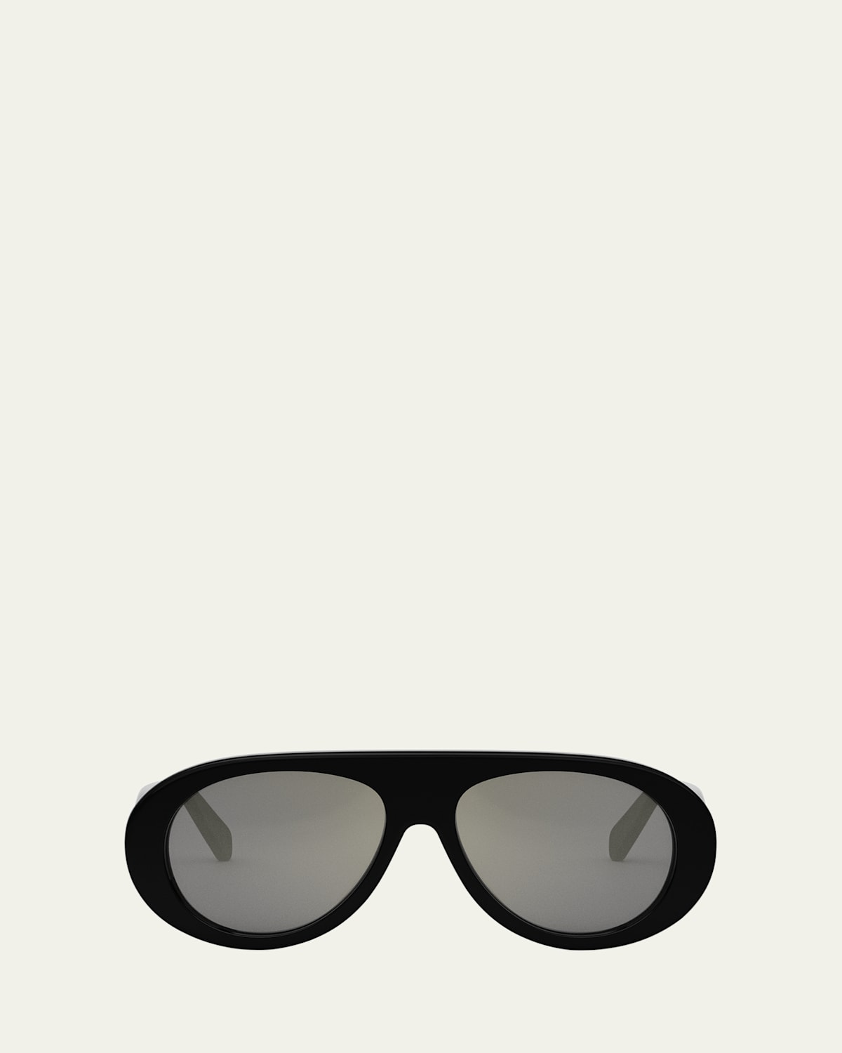 Celine Apres Ski Acetate Aviator Sunglasses In Shiny Black/smoke Mirror