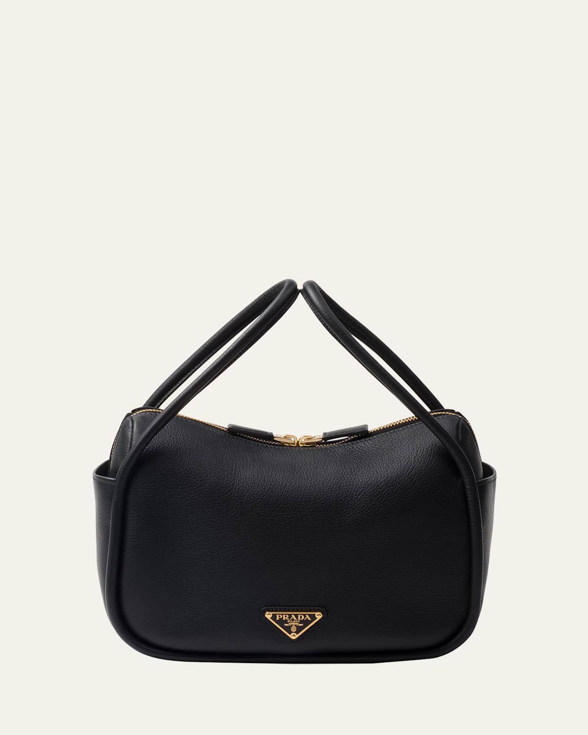 Prada Flou Zip Leather Top-handle Bag In F0384 Opaline