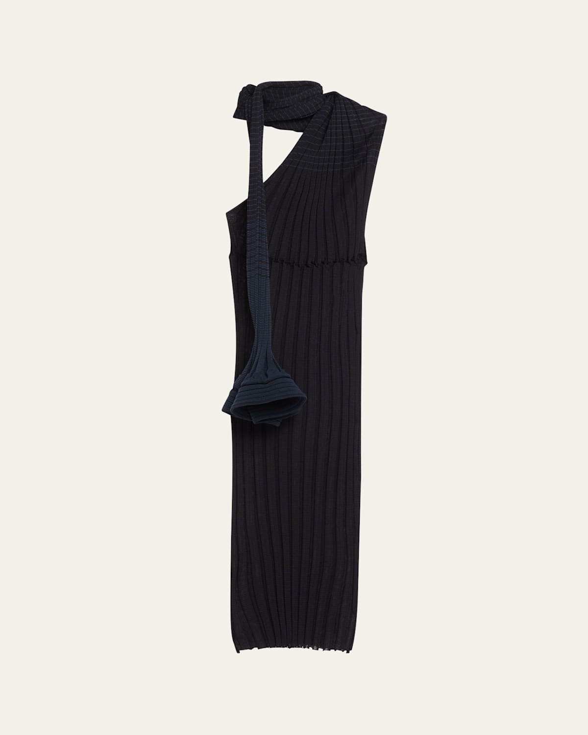Asagao Scarf-Neck Knit Midi Dress