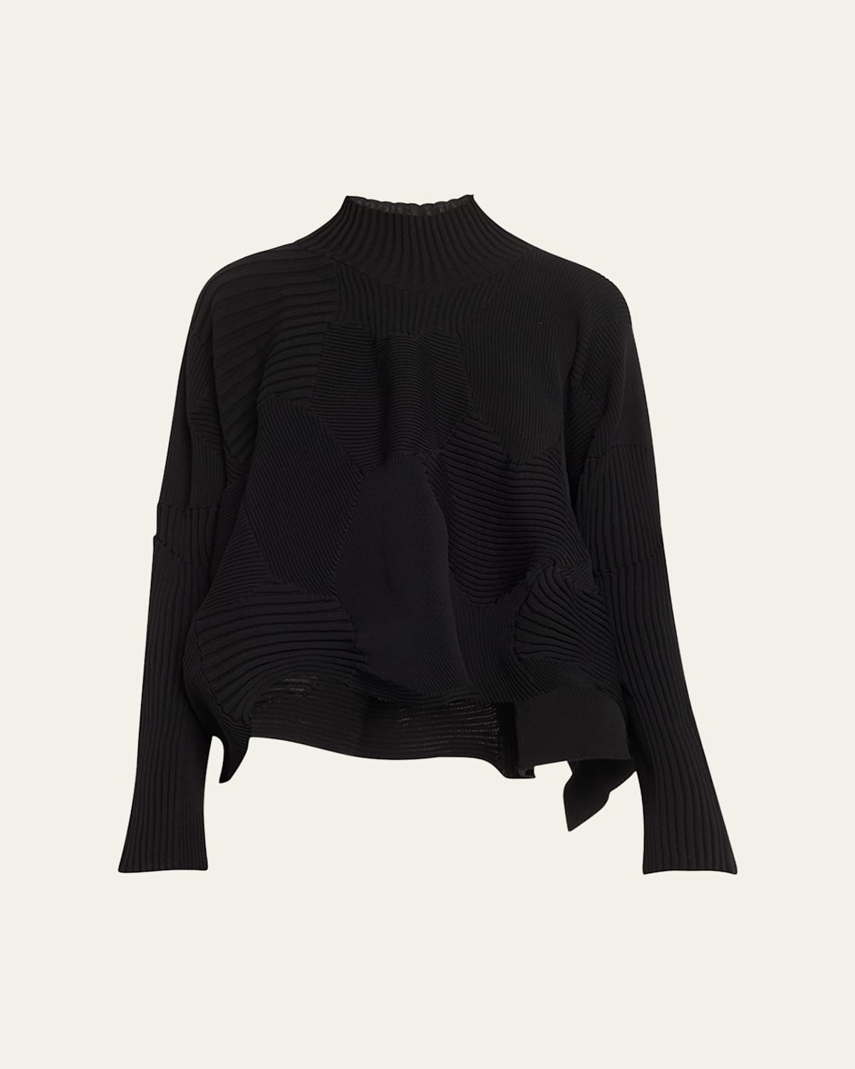 Issey Miyake Kone Kone Ribbed Mock-neck Top In Black