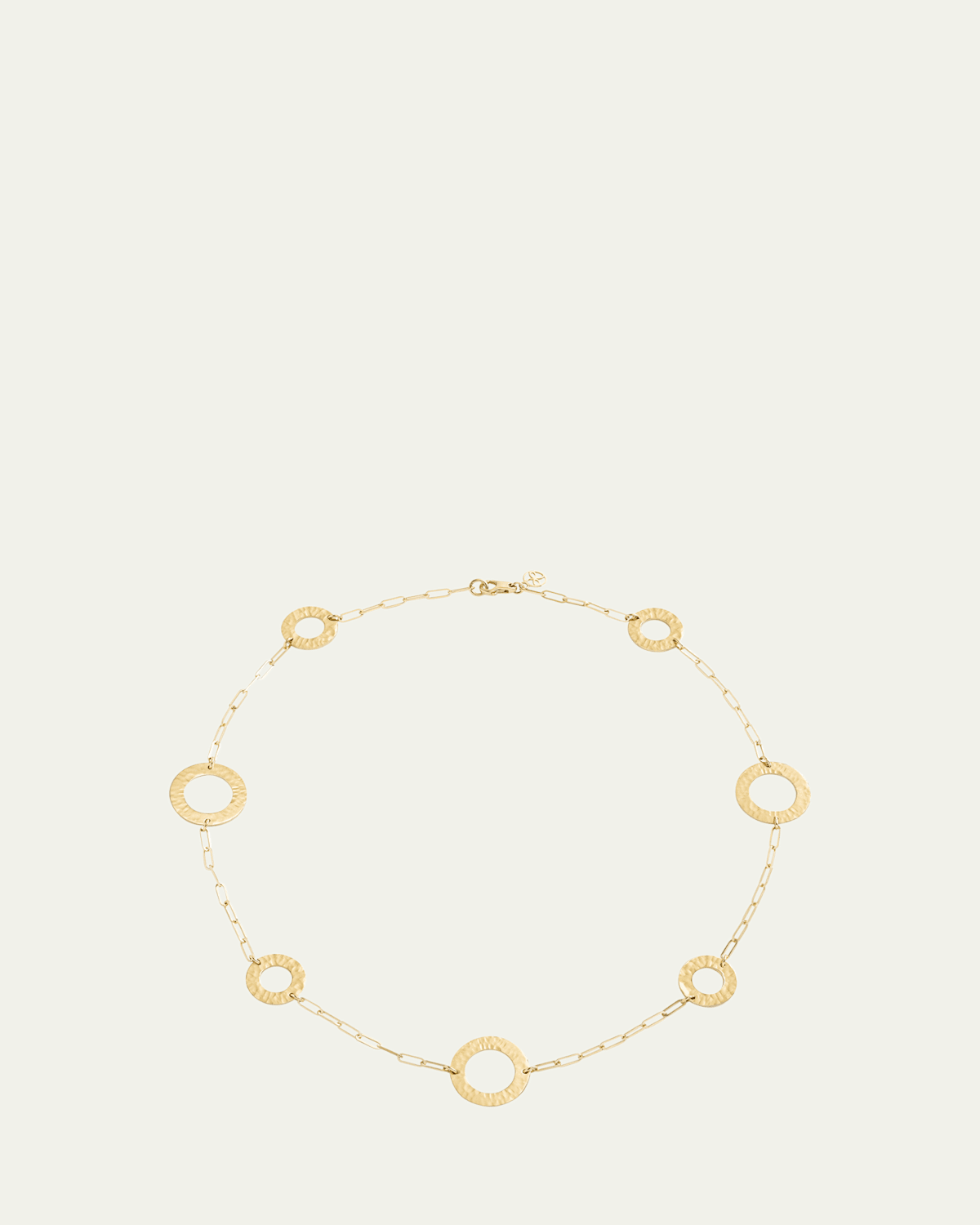 Como 18K Yellow Gold Hammered Link Necklace, 16-18"L