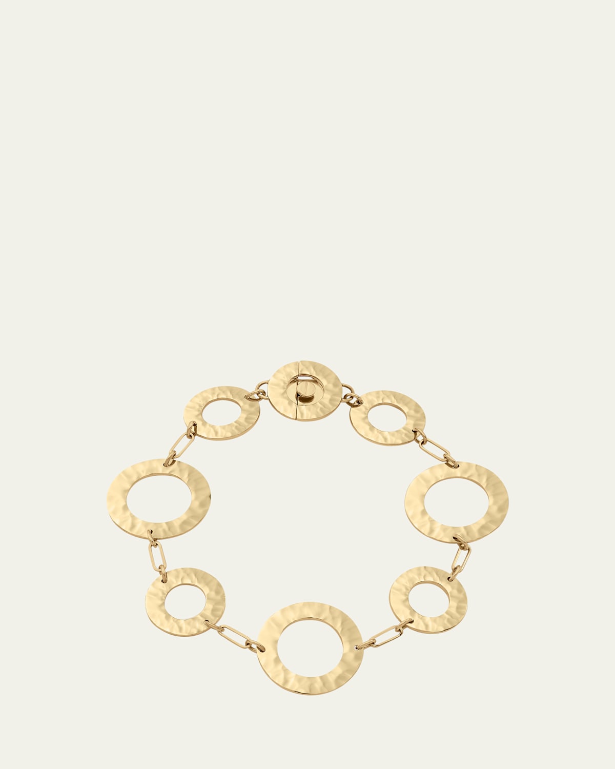 Como 18K Yellow Gold Hammered Link Bracelet, 7.5"L